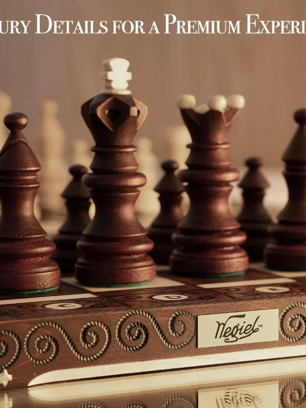 Imperator 21-Inch Luxury Wooden Chess Set for Adults and Kids - Handcrafted from